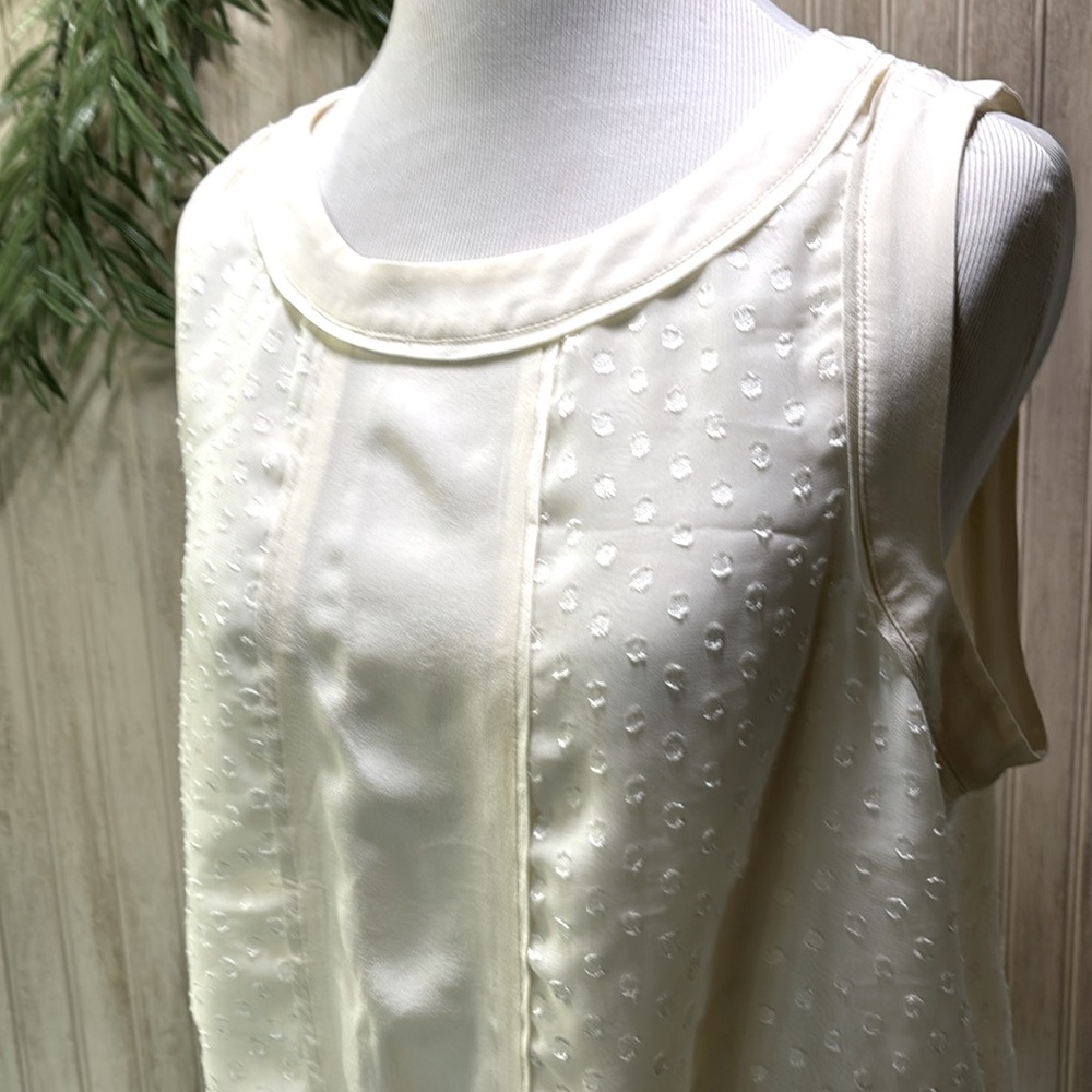 Daniel Rainn Silk Lined Peplum Blouse, Medium, NWOT, Cream Ecru Sheer Elegant - Picture 2 of 14